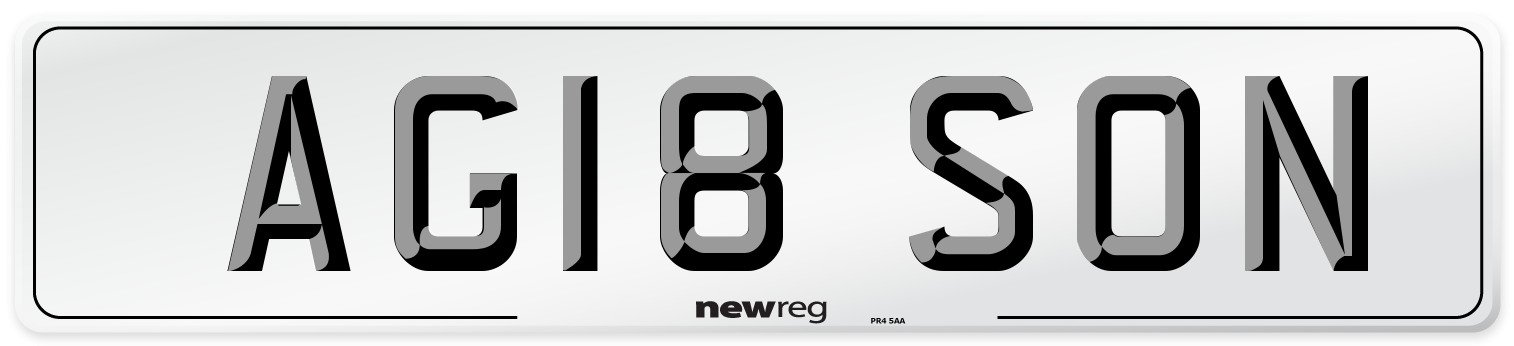 AG18 SON Number Plate from New Reg